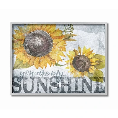 Stupell Industries You Are My Sunshine Sunflower Gray Framed Wall Art