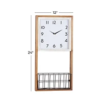 Brown Wood Farmhouse Wall Clock, 24" x 12" x 4"