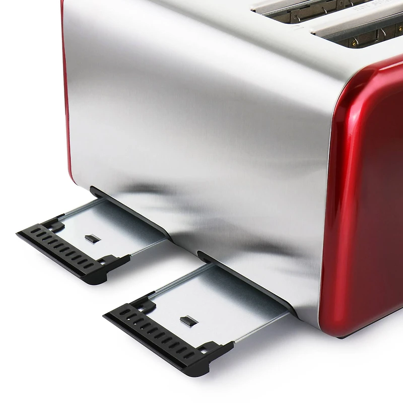 MegaChef Red 4 Slice Toaster in Stainless Steel