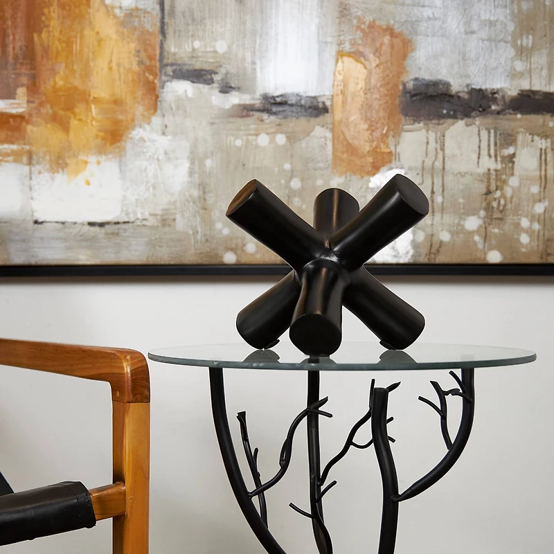 9" Black Aluminum Abstract Jack Sculpture