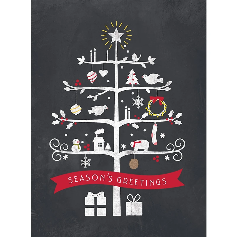 JAM Paper 6.25" x 4.625" Season's Greetings Chalkboard Assorted Card Set, 25ct.