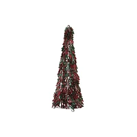 Hello Honey® 10.75" Red & Green Metal & Glass Beaded Christmas Tree