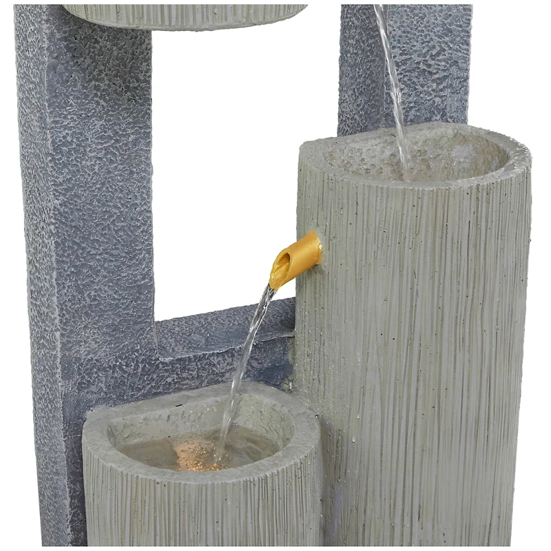 37.5" Gray Fiberglass 3-Tier Fountain with LED Light