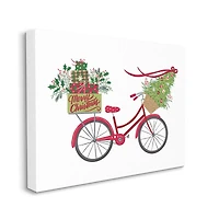 Stupell Industries Merry Christmas Seasonal Bicycle Canvas Wall Art