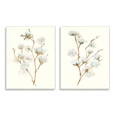 Stupell Industries Cotton Stems Farmhouse Painting Wall Plaque Set
