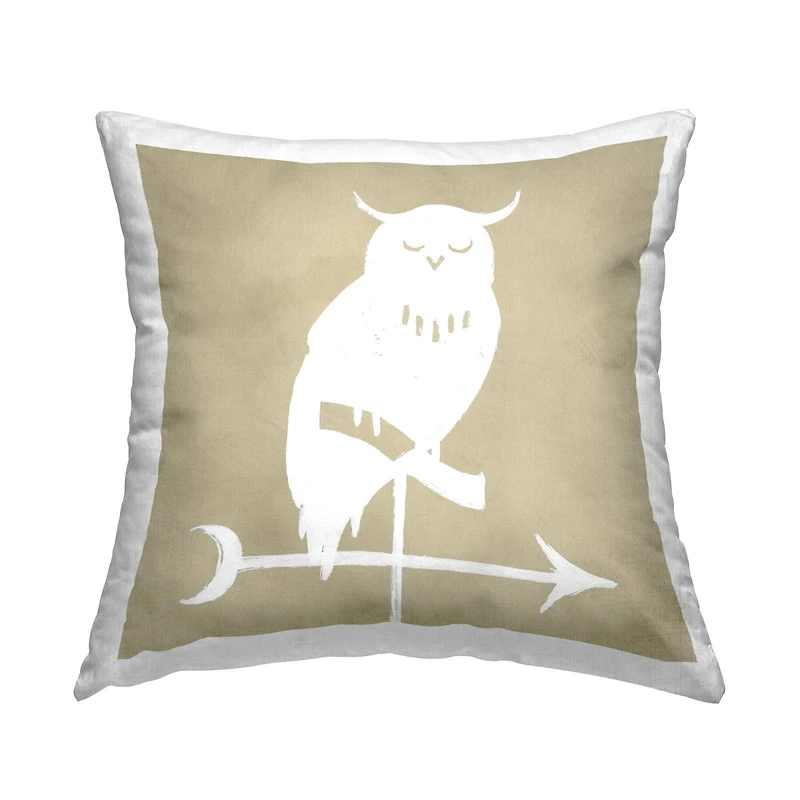 Stupell Industries Wise Owl Silhouette Compass Weathervane Throw Pillow, 18" x 18"