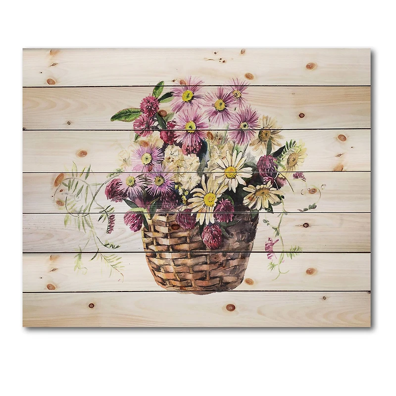Designart - Bouquet From Meadow Flowers In The Basket