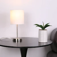 15" Silver Metal Table Lamp with White Fabric Shade by Ashland®