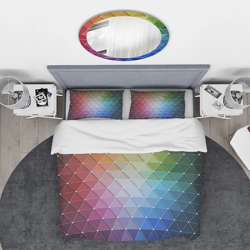 Designart 'Rainbow Triangular Geometry ' Modern & Contemporary Bedding Set