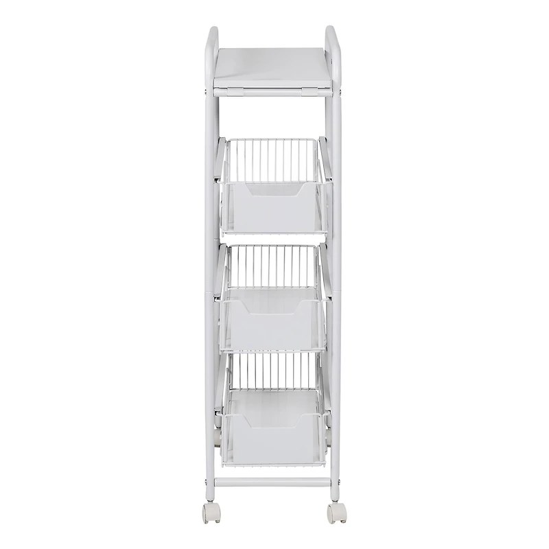 Honey Can Do White 4-Tier Slim Rolling Cart
