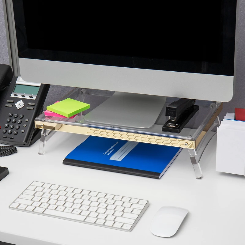 Mind Reader Cosmopolitan Collection Gold Foldable Monitor Stand