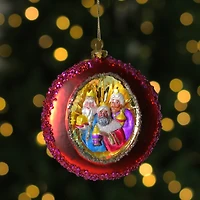 4" Three Wise Men Sequin Glass Disc Ornament