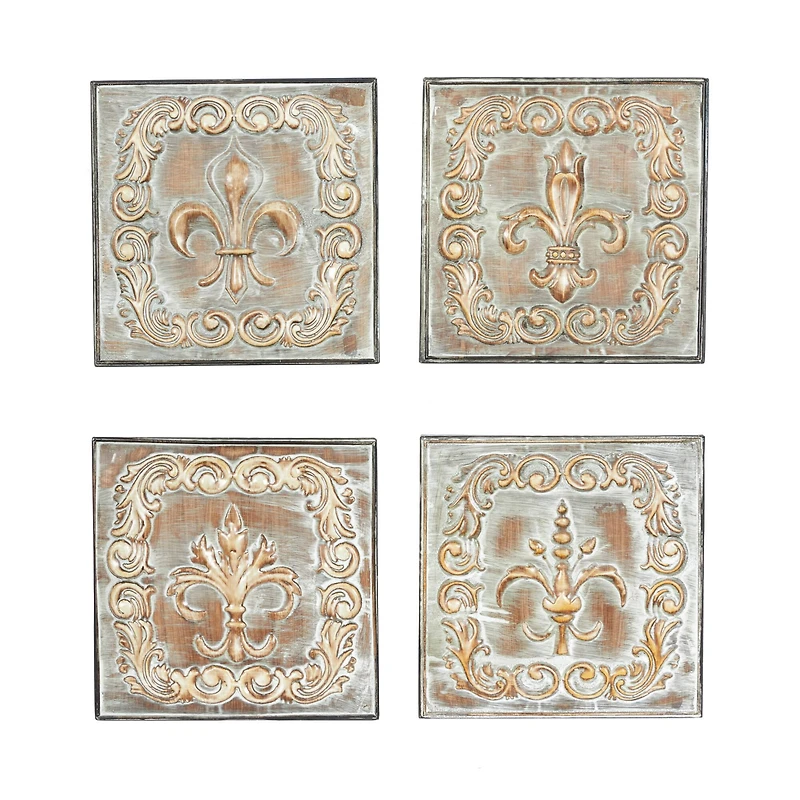 Brass Metal Fleur De Lis Wall Décor Set