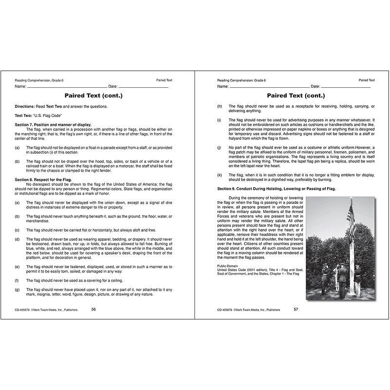 Mark Twain Reading Comprehension, Grade 6