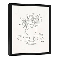 Floral Sketched Still I 16" x 20" Black Framed Canvas