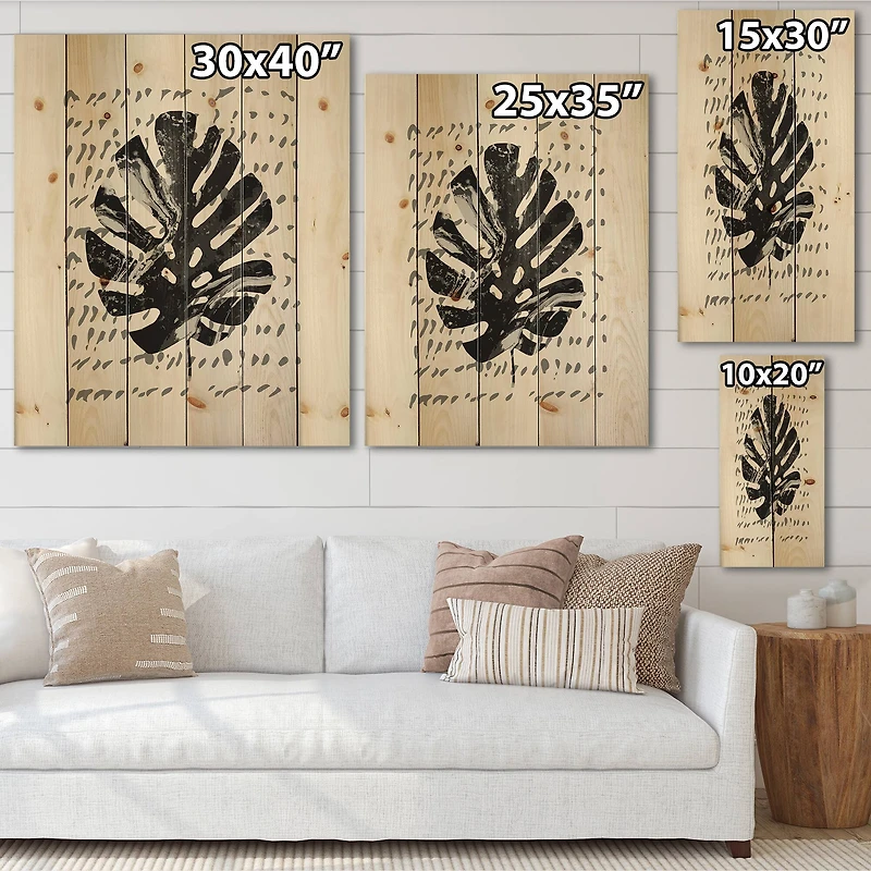 Designart - Minimal Tropical Palm Leaf On Grunge Texture