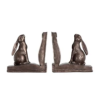 Hello Honey® Rustic Bronze Rabbit on Book Bookends Set