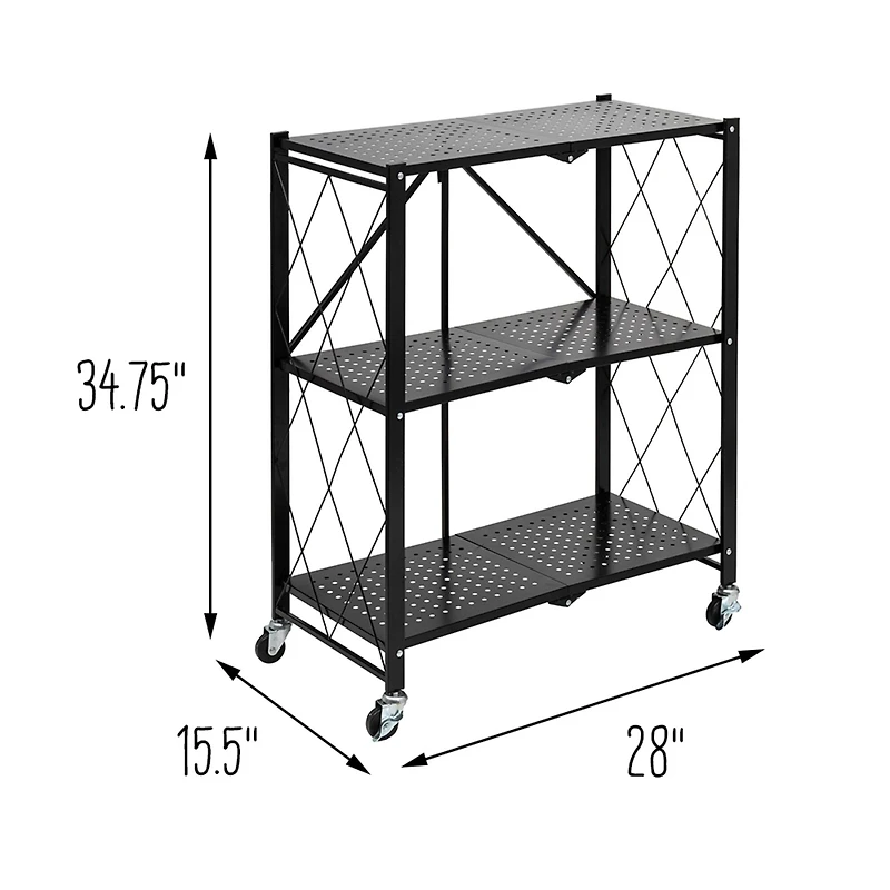 6 Pack: Honey Can Do Black Collapsible 3-Tier Metal Shelf