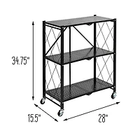 6 Pack: Honey Can Do Black Collapsible 3-Tier Metal Shelf