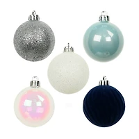 5 Pack 2.2" Blue & Silver Shatterproof Ball Ornaments by Ashland