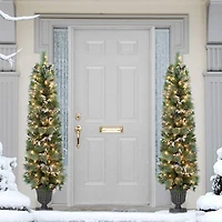 6 ft. Pre-Lit Potted Glitter Artificial Tree, Clear Lights