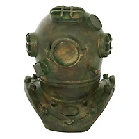 Bronze Polystone Coastal Decorative Antique Diving Helmet, 10" x 8" x 9"