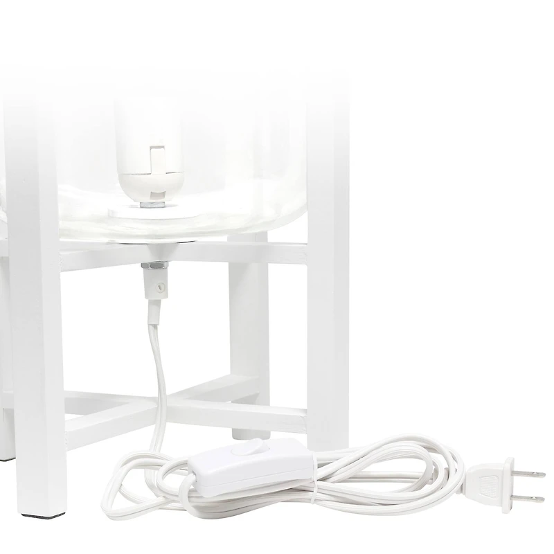 Simple Designs™ 13.5" White Wood Mounted Table Lamp with Clear Glass Cylinder Shade