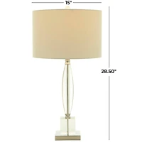CosmoLiving by Cosmopolitan Clear Crystal Transparent Base Table Lamp with Drum Shade 15" x 15" x 29"