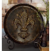 25" Traditional Decorative Iron Fleur de Lis Plate with Stand