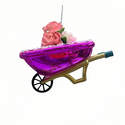 4.5" Flower Wheelbarrow Glass Ornament by Ashland®