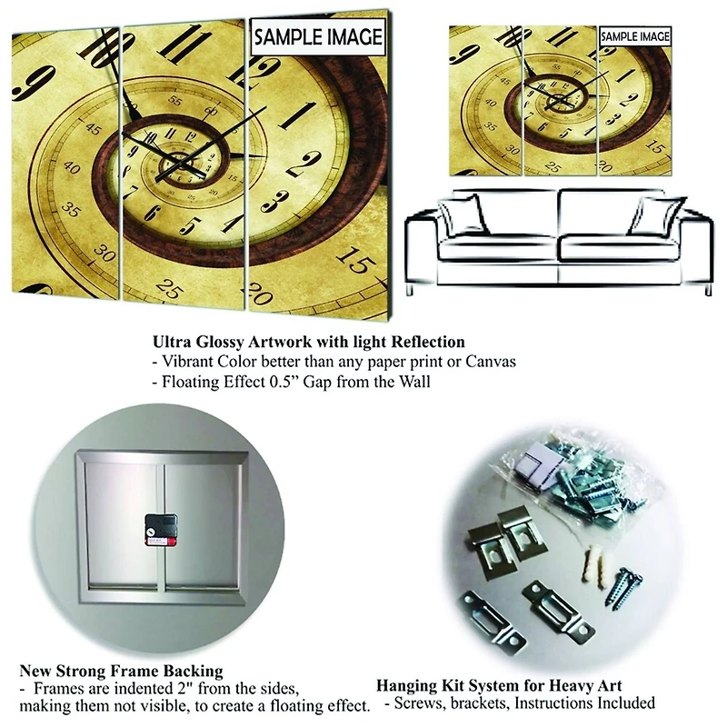 Designart My French Garden Traditional 3 Panel Wall Clock