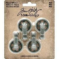 Idea-Ology Metal Mini Pulley Wheels 4/Pkg- 
