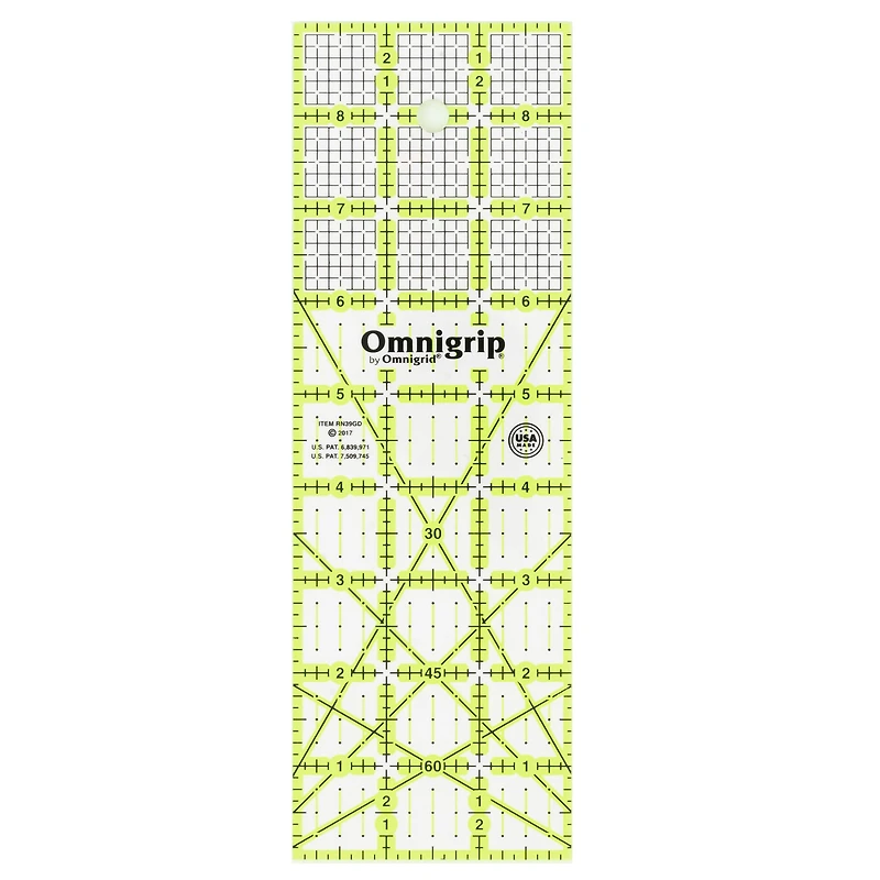 Omnigrid® Omnigrip Rectangle Quilting Grid Ruler, 3" x 9"
