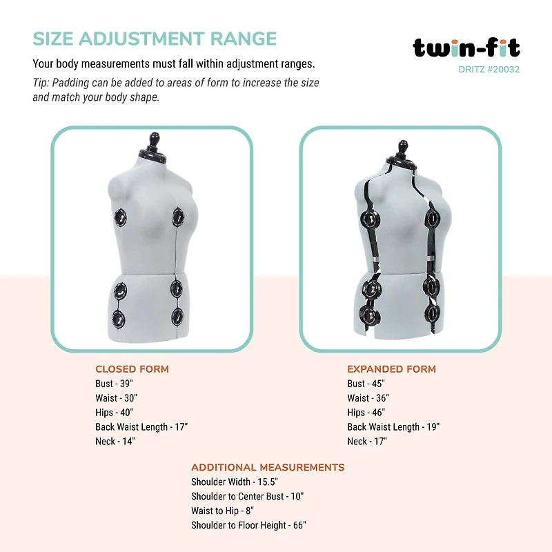 Dritz® Twin-Fit Medium Dress Form with Adjustable Tri-Pod Stand