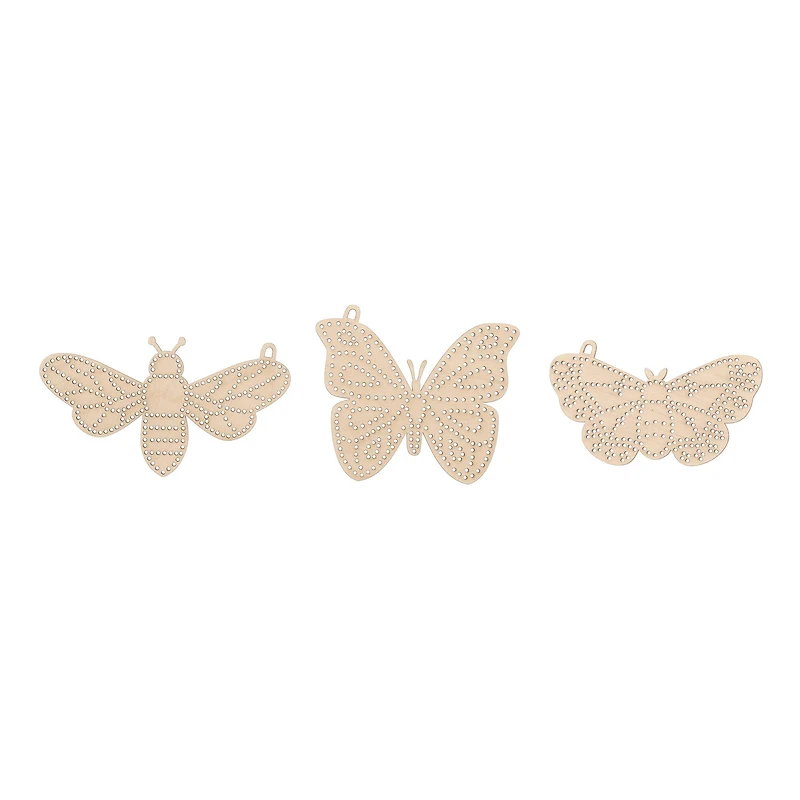 Leisure Arts® Beginner Insect Shapes 3 Piece Wood Stitchery Ornament Kit