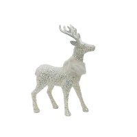18" White Standing Reindeer with Faux Fur & Sequins by Ashland®