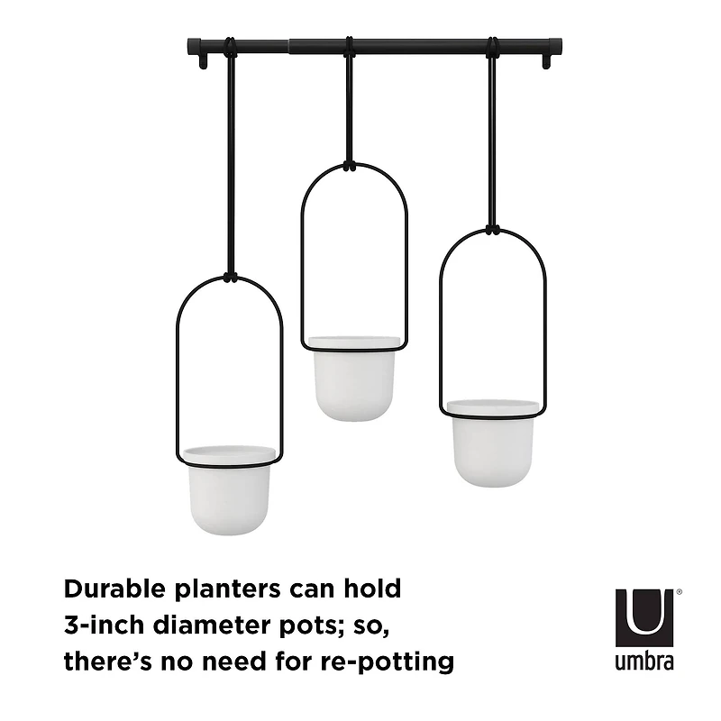 Umbra White & Black Triflora Hanging Planter Set