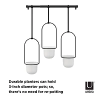 Umbra White & Black Triflora Hanging Planter Set