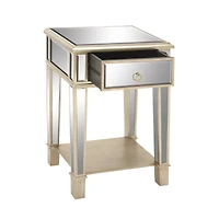 27" Beige Chinese Fir Glam Accent Table