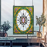 Design Toscano 25" Monte Carlo Tiffany-Style Stained Glass Window Hanging Décor