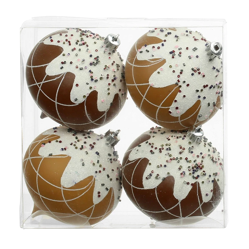 4 Pack 4.7" Gingerbread Sprinkle Shatterproof Onion Ornaments by Ashland®