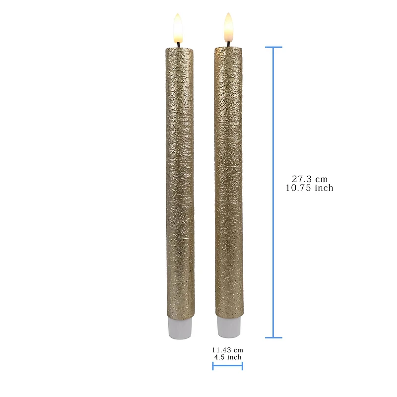 10.5" Gold Birch LED Wax Taper Candles, 2ct. by Ashland®