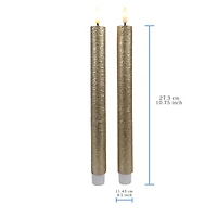 10.5" Gold Birch LED Wax Taper Candles, 2ct. by Ashland®