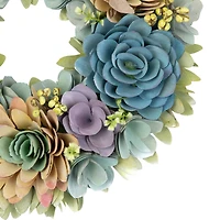 14" Wooden Floral Spring Artificial Wreath with Seed Pods