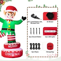 Glitzhome® 6ft. Light-Up Inflatable Rotating Elf Décor