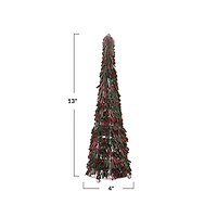 Hello Honey® 13" Tall Red & Green Metal & Glass Beaded Christmas Tree