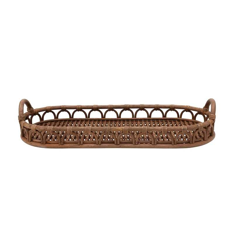 Hello Honey® Hand-Woven Rattan Tray with Handles