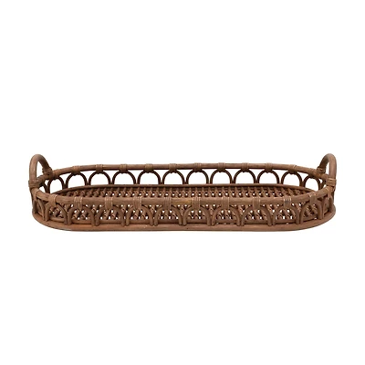 Hello Honey® Hand-Woven Rattan Tray with Handles