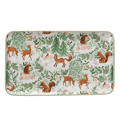 Hello Honey® 11.25" Woodland Flora & Fauna Stoneware Platter