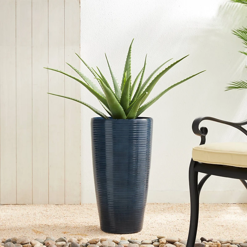 Glitzhome® 22.5" Turquoise Faux Ceramic Textured Planters, 2ct.